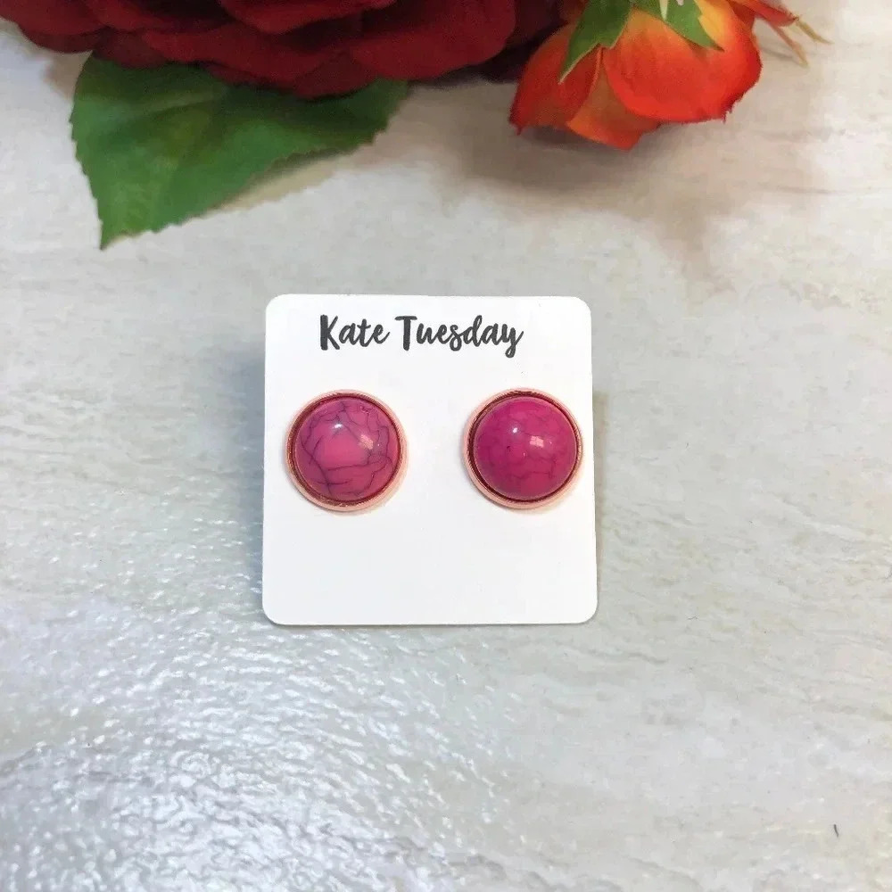 5/$20‎ Pink Marbled Stud Earrings, New